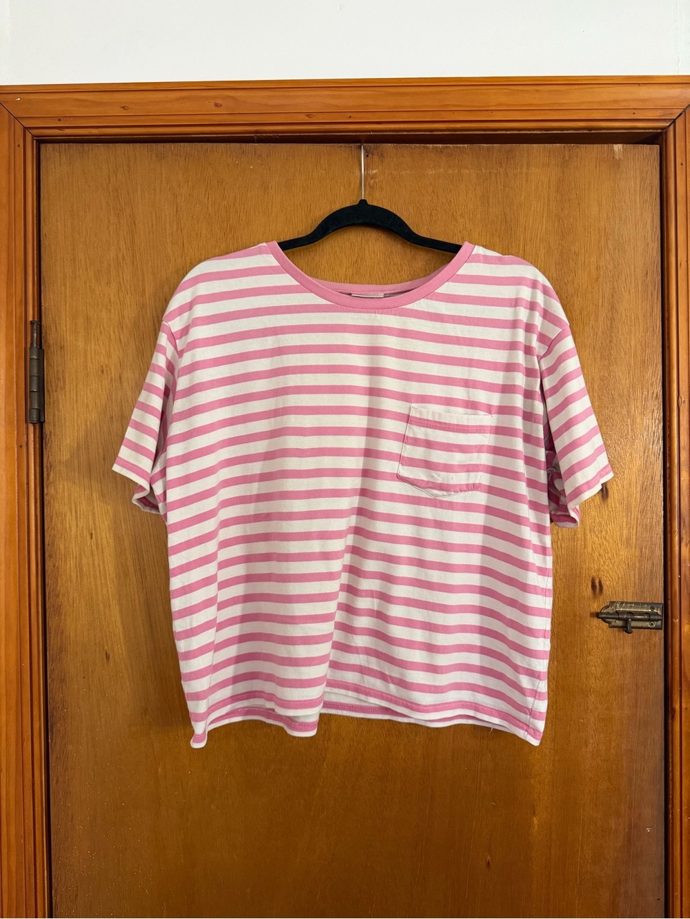 Striped Pink and White Pocket Tee
